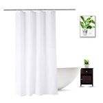 WellColor Stall Shower Curtain Liner 48 x 72 Inch, Water Repellent Polyester Bathroom Fabric Shower Liner for Spa and Hotel Quality, Machine Washable, 48x72 Inch, White