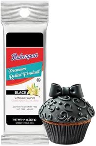 Bakerpan Premium Rolled Black Fondant for Cake Decorating, Vanilla Flavor - 4.4 Ounces (Made in USA)