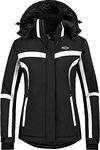 Wantdo Women's Waterproof Ski Jacket Windproof Insulated Rain Jacket Black M