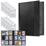 Trading Cards Album, 360 Side Loading Pocket Binder with 10 Pcs Card Sleeves, Game Card Storage Folder with Elastic Strap for Pokemon, 20 Pages, 18 Pockets Each Sheet (Double Sided)