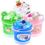 4 Pack Clear Slime Kit, Jelly Cube Slime Pack Crunchy Slime for Kids, Idea Stress Relief Toy, Kids Party Favors, Birthday Christmas New Year Easter Gifts Slime Kit for Girls and Boys Ages 6 7 8 9 10+