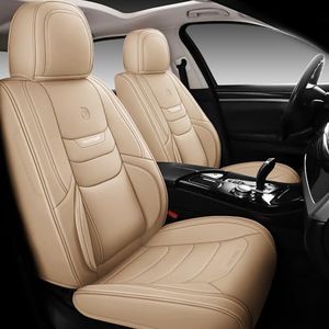HAITOUR Full Coverage Leather Car Seat Covers Front Pair Universal Fit for Most Cars Sedans Trucks SUVs with Waterproof Leatherette in Automotive Seat Cover Accessories (Beige)