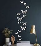 Bikri Kendra - Butterfly 14 Silver Mirror Stickers for Wall, Wall Mirror Stickers, 3D Acrylic Stickers Wall Stickers for Hall Room, Bed Room, Kitchen Living Room Kids Room. (silver1)