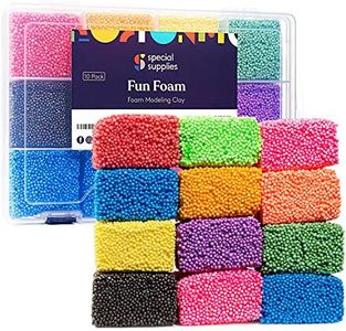 Special Supplies Fun Foam Modeling Foam Beads Play Kit, 12 Blocks Children’s Educational Clay for Arts Crafts Kindergarten, Preschool Kids Toys Develop Creativity, Motor Skills, Reusable Container