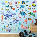 DECOWALL DS-8048 Under The Sea Wall Stickers Ocean Fish Decals Turtle Jellyfish Removable for Kids Bedroom Nursery Living Room Art Home décor Bathroom