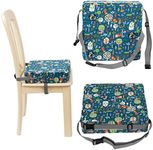 Kisangel Table Adjustable Forest Cushion Chair Infant Heightening Baby Toddlers Thick Lightweight with Dismountable Straps Travel Portable Green Pad for Round Strap Home Highchair