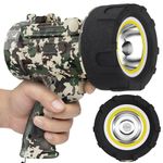 BUYSIGHT Rechargeable Spotlight Flashlight,1000,000 lumens Hand held Spotlight Waterproof Flashlight Hunting floodlight with red Lens(Camouflage Green-COB)