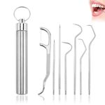 7 Pcs 304 Stainless Steel Toothpick Set, Toothpicks Metal Toothpick Reusable Toothpick, Portable Metal Toothpicks Holder for Outdoor Picnic Camping and Travel