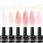 THR3E STROKES Gel Nail Polish Set- 6 Colors Nude Gel Polish All Seasons Skin Tones Pink Neutral Brown Gel Polish Kit (Uv/Led Lamp Required) Shades Need At Least 3 Layers, Shine Finish, 7 Milliliters