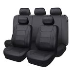 Flying Banner car seat Covers Protects Water Proof Faux Leather Carbon Fiber Front and Rear Bench (Black, Full Set - 8PCS)