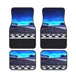 Race Track Car Floor Mats Full Set 4 Pcs - Automotive Waterproof Rubber Floor Mats For Ultimate Protection And Style