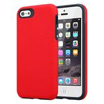 cadorabo Case works with Apple iPhone 5 / iPhone 5S / iPhone SE in CARNATION RED - TPU Silicone and Plastic Outdoor Cover with extra Grip Anti Slip Surface in Triangle Design - Protective Back Skin
