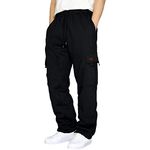 Men's Heavyweight Fleece Cargo Sweatpants Baggy Joggers Athletic Workout Pants Stretch Sweatpants with Pockets