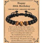 TEVOP 30th Birthday Gifts for Men, Tiger Eye Stone Bracelet Mens 30th Birthday Gifts for Him Son Brother Grandson Friend, Perfect 30th Birthday Gift Ideas