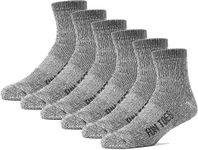 FUN TOES Merino Wool Ankle Socks Pack of 6 Arch Support and Cushioning Heel to Toe Reinforcement Ideal for Hiking (Grey, Men 10-13)