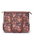 ZOUK Multicolor Graphic Printed Handmade Vegan Leather Women's Office Bag for 15.6 inch Laptop with double handles - Paisley