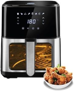 KENT Digital Air Fryer 5L | 1400W | Bake, Grill & Roast | Up to 80% Less Oil Usage | 8 Preset Menu | Rapid Heat Circulation | Digital Display & Touch Control Panel | Glass Window with in built Light