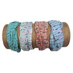 Bamboo Trading Company Boho Wide Headbands - Set of 4 Fun Striped Print Headwraps - 16” L x 9” W - Coral, Pink, Blue, Aqua Tones