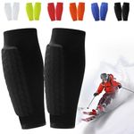 Ski Shin Guards Gel, Ski Guard Socks, Breathable Elastic Honeycomb Pads Gel Guard for Skiing, Legs Protection, Safety Gear for Adults Teenagers Sports (Black, L)