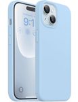 DIZORO Compatible for iPhone 15 Case 6.1, Slim Liquid Silicone 3 Layers Full Covered Soft Gel Rubber Phone Case Protective Cover 6.1 Inch (ICE Blue)