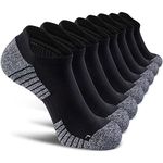 SITOISBE No Show Sports Compression Running Socks for Men Women Circulation 8-pairs, Low Cut Cushioned Socks Moisture Wicking Arch Support for Planter Faciatis Golf Exercise, Black, Large