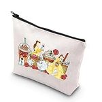 PLITI Beauty Beast Makeup Bag Princess Belle Fan Gift Beauty Beast Story Inspired Gift Princess Belle Inspired Zipper Pouch (Belle Milk teaU)