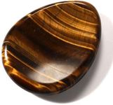 (Tiger's Eye) - QGEM Tiger's eye Gemstone Carved Thumb Worry Stone Healing Crystals Pocket Palm Stone W/Box