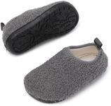 ASOCO DREAM Kids Slippers Toddler Boys Girls Fluffy Fuzzy Winter Warm Slippers Soft Plush Indoor House Slippers,Grey/Low-top,10-11 Little Kid