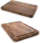 Ironwood Gourmet Large End Grain Prep Station and Large End Grain Prep Board With Juice Channel Set, Acacia Wood