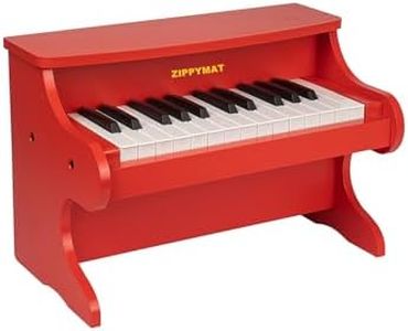 ZIPPY MAT Kids Piano Keyboard, 25 Keys Digital Piano for Kids, Mini Music Educational Instrument Toy, Wood Piano for Toddlers Girls Boys (Red)