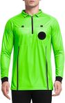 FitsT4 Men's Pro Soccer Referee Jersey Suit Long Sleeve and Short Sleeve Suit Green Medium Ref Shirt