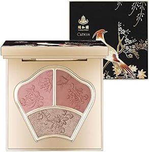 CATKIN X SUMMER PALACE Blusher Pink Nude Eyeshadow Palette Cheek Highlighter, 3-in-1 Moisturizing with Vitamin E Makeup Palette, 7.5g (C01)