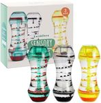 THE TWIDDLERS - 3 Sensory Liquid Motion Timer Hourglasses - 15cm, 3 Spiral Colours - Calming Bubble Sensory Toys for Stress Relief, Relaxation, Autism, Kids Birthday Fidget Toys
