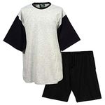 Big and Tall Size PJ's Plain Pyjama Set Plus Size Nightwear - Grey/Black (3XL)