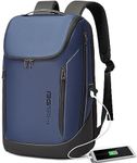 BANGE Business Smart Backpack Waterproof fit 15.6 Inch Laptop Backpack with USB Charging Port,Travel Durable Backpack, Blue, Medium, Modern Minimalist Custom