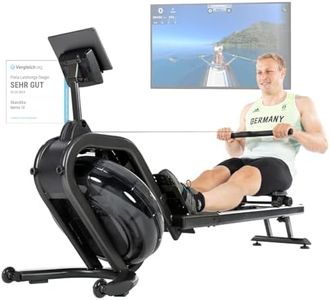 Skandika Wasserrudergerät Nemo IV | Wasser Rudergerät für Zuhause in Studio Qualität durch TÜV Süd geprüft, Kinomap, Tablet Halterung, aufstellbar | Rudermaschine mit Wasserwiderstand (Schwarz)