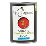 Mr Organic Tomato & Basil Soup - Organic Ingredients - Rich Flavour - Source of Fibre - Delicious & Comforting - 400g Tin x 12