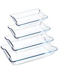 Set of 4 Glass Baking Dish, Lasagne Dish Set, Lasagna Dishes for Oven, Rectangular Glass Baking Dishes (1+1.6+2.5+3.6L)