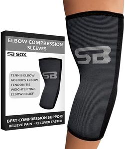 SB SOX Compression Elbow Brace (Pair) – Great Support That Stays in Place – for Tennis Elbow, Tendonitis, Arthritis, Golfers Elbow – Perfect for Weightlifting, Sports, Any Use (Black/Gray, Large)