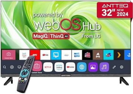 Antteq 32 Inch TV Smart WebOS TV MagiQ 32" with ThinQ AI, Voice Magic Remote, Airplay, Apple TV+, Netflix, Freeview, YouTube, WiFi, 2024 Black Televisions