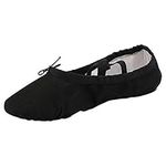 missfiona Canvas Ballet Shoes Women Adult Split Sole Dance Slipper Ballroom Flat(4.5 UK, Black)