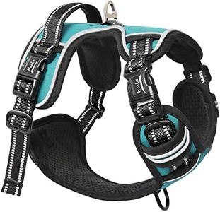 HEELE Hundegeschirr ohne Zug, Brustgeschirr für große Hund, einstellbares reflektierendes Hunde Geschirr, atmungsaktive Hundegeschirre mit gepolstertem Griff, No-Pull Dog Harness, Türkis, XL