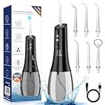 Water Flosser for Teeth: Water Picks for Teeth Cleaning 400ML Tank 6 Jet Tips 5 Modes,Rechargeable Cordless Water Flossers IPX7 Waterproof Portable Water Teeth Cleaner Pick for Home& Travel, Black