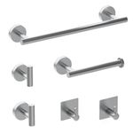 6-Piece Towel Rail Bathroom Hardware Set Brushed Nickel Bathroom Accessories Set 40CM Towel Rail, Toilet Paper Holder, 2 Wall Hooks, 2 Robe Hooks Bathroom Fixtures 304 Stainless Steel Wall Mounted