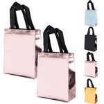 SUSNUAN Shiny Gift Bag, 2 PCS Rose Gold Gift Bags Reusable Medium Gift Bags with Handles, Birthday Gift Bag for Birthday, Party, Weddings, Festival Celebration, Baby Showers (250x200x100mm)