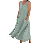 oelaio Swing Dresses for Women,Casual Wedding Dresses for Bride Long Dresses Linen Dresses Mother of The Bride Dresses,Khaki#1,XX-Large