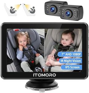 Itomoro Baby Car Camera, Dual Camera 7'' HD 1080P Car Camera for Baby Display with 2 IR Night Vision Camera, Car Baby Camera with 150° Wide View & 360° Rotatable, Easily Install 5 Min Baby Car Mirror