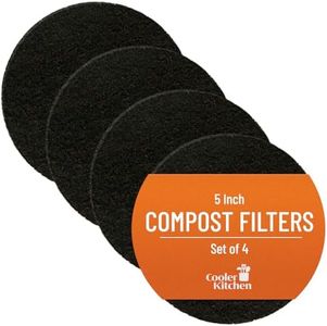 5" - 4 Pack Activated Charcoal Compost Bin Filter - Cooler Kitchen 5 Inch Activated Charcoal Filters - Odor Absorbing Home Replacement Carbon Compost Filters for countertop bin