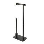 Kitsure Toilet Paper Holder Free Standing - Large Capacity Toilet Paper Holder for 4 Rolls, Rustproof Toilet Paper Stand with Non-Slip Stable Base, Coal-Black