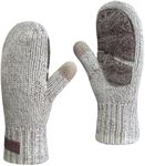 Jökulríki Men’s Ragg Wool Mittens Sherpa Lined Cold Weather Touchscreen Knit Mitt Warm for Winter